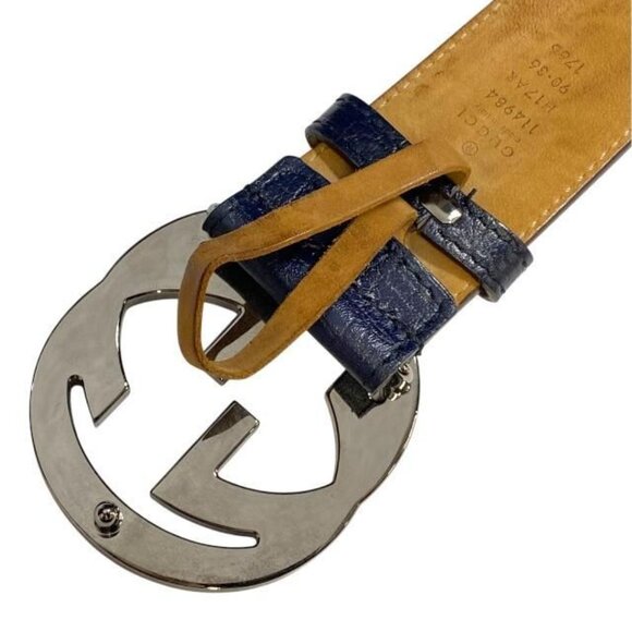 Gucci Belt Accessories Small Interlocking G Stripe Leather Canvas Navy main image 7